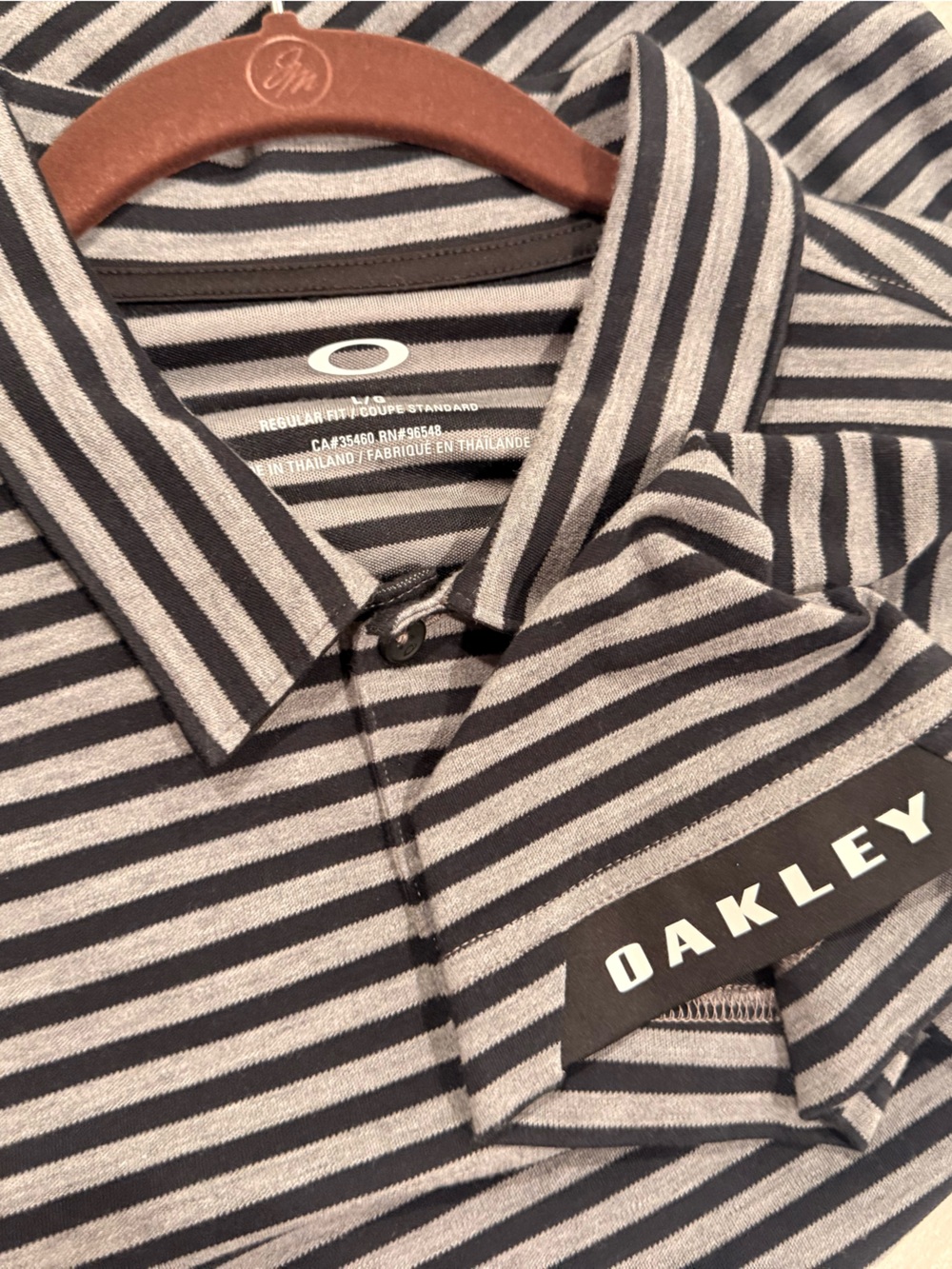 Oakley Men’s Black & Gray Striped Polo